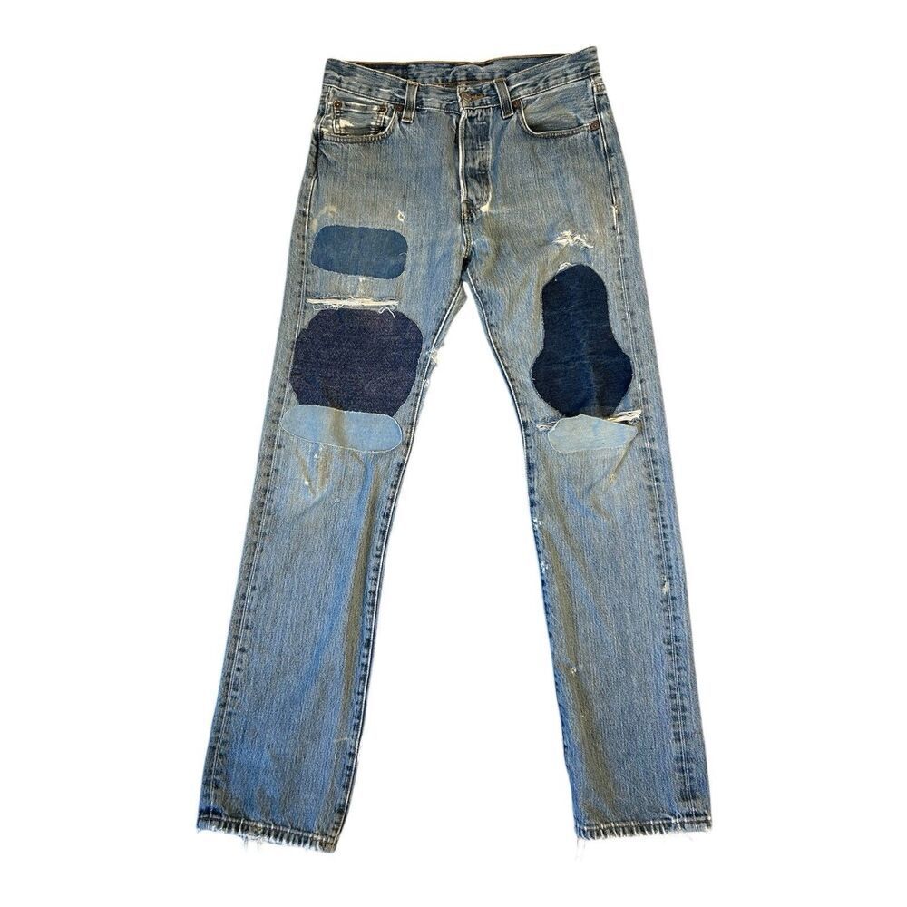 Vintage Levis 501 Patchwork Jeans Mens Tagged 30x34 Actual 31x32 Button Fly Y2K